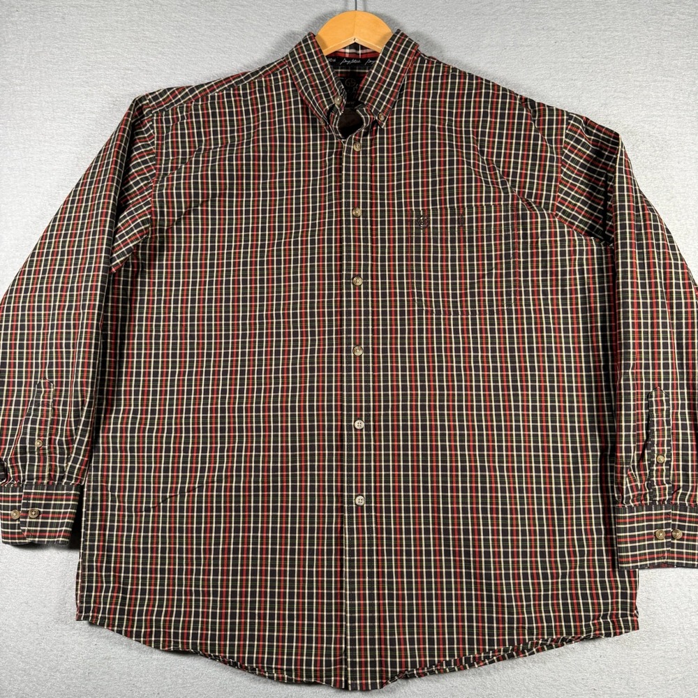 Wrangler George Strait Mens XL Plaid Western Button Down Shirt Black MGS172